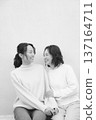 Monochrome portrait of a close mother and daughter Monochrome portrait of a close mother and daughter 137164711