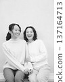 Monochrome portrait of a close mother and daughter Monochrome portrait of a close mother and daughter 137164713