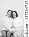 Monochrome portrait of a close mother and daughter Monochrome portrait of a close mother and daughter 137164715
