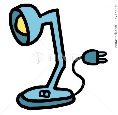 Hand drawn illustration of table lamp for home, house appliances, office supplies, table essentials, back to school, working, studying, retail, stores, department store, office icon, online shopping 137164850