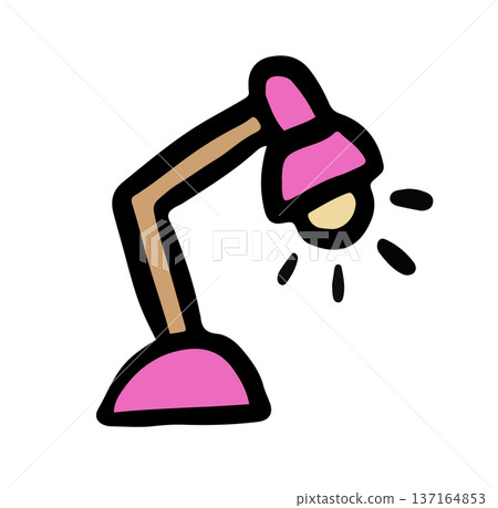 Hand drawn illustration of table lamp for home, house appliances, office supplies, table essentials, back to school, working, studying, retail, stores, department store, office icon, online shopping 137164853