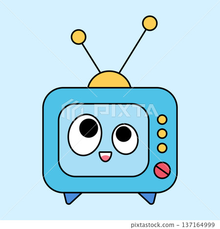 Retro TV. Cartoon doodle graffiti character. Vector illustration isolated on a white background Retro TV. Cartoon doodle graffiti character. Vector illustration isolated on a white background 137164999