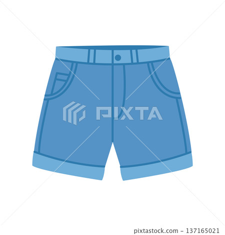 Denim shorts. Summer clothing design. Flat-style vector illustration isolated on a white background 137165021