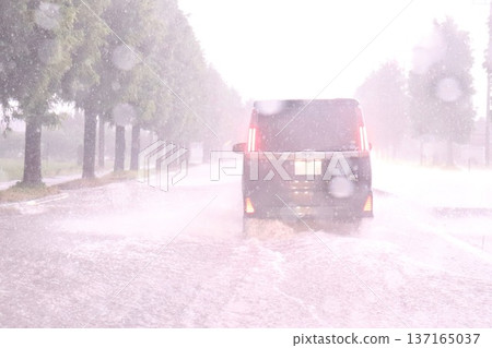 雷雨中駕車穿過閃電 雷雨中駕車穿過閃電 137165037