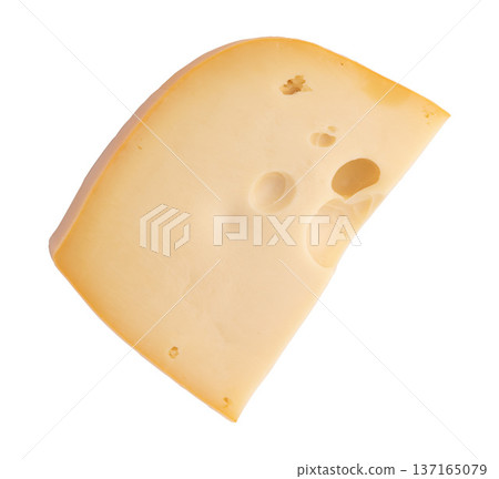 piece of cheese isolated, top view piece of cheese isolated, top view 137165079