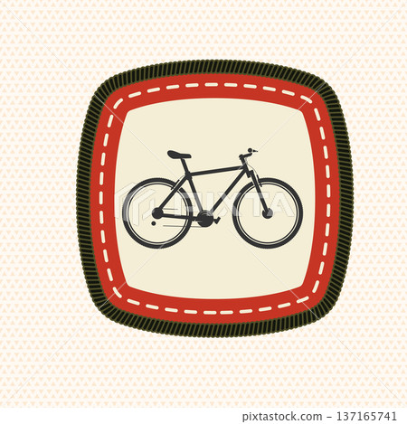 Scout badge with mountain bicycle. Vector. Merit patch, sticker for camping outdoor and academic activities. Perfect for scouting groups, camping events, bike clubs, outdoor apparel, stickers, 137165741