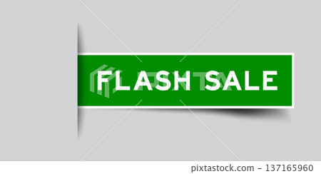 Green color square shape sticker label with word flash sale inserted in gray background Green color square shape sticker label with word flash sale inserted in gray background 137165960