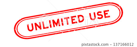 Grunge red unlimited use word rubber seal stamp on white background 137166012