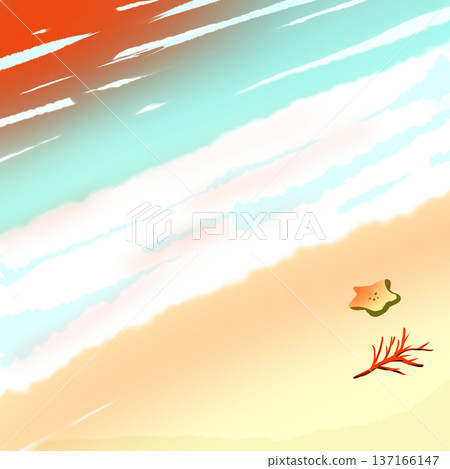 簡單的海灘插圖（日落版） 137166147