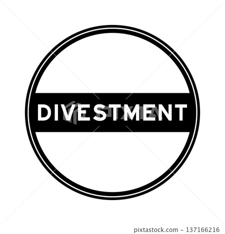 Black color round seal sticker in word divestment on white background Black color round seal sticker in word divestment on white background 137166216