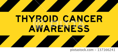 Yellow and black color with line striped label banner with word thyroid cancer awareness 137166241
