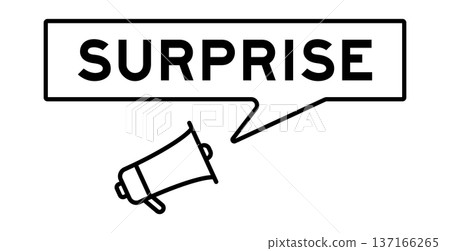 Megaphone icon with speech bubble in word surprise on white background Megaphone icon with speech bubble in word surprise on white background 137166265