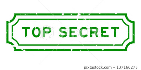 Grunge green top secret word rubber seal stamp on white background 137166273