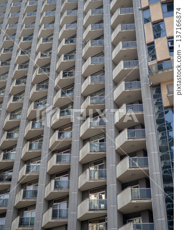 Modern urban infrastructure. Houses in Batumi. Tall buildings for residents. Abstraction. Asian architecture. 137166874