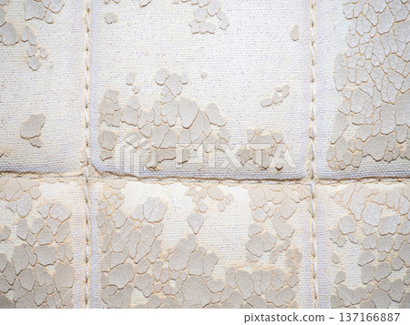 Background made of peeled faux leather. Seams on the material. Old surface. Cracked leather. Background made of peeled faux leather. Seams on the material. Old surface. Cracked leather. 137166887