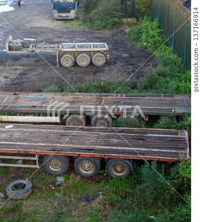 Old truck wagons. Abandoned transport. Old truck wagons. Abandoned transport. 137166914