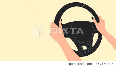 hands on steering wheel of car hands on steering wheel of car 137167207