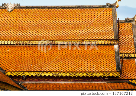 Wat Phra That Doi Suthep with golden pagoda in famous temple on Doi Suthep at Chiang Mai, Thailand 137167212