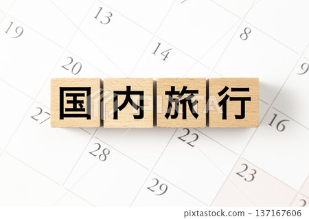 A block labeled "Domestic Travel" and a calendar 137167606