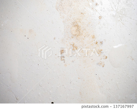 Mold on bathroom enamel. Mold spores in the bathroom. Black dots on a white background. A problem for everyday life. The need for a cleaning agent. Mold on bathroom enamel. Mold spores in the bathroom. Black dots on a white background. A problem for everyday life. The need for a cleaning agent. 137167997