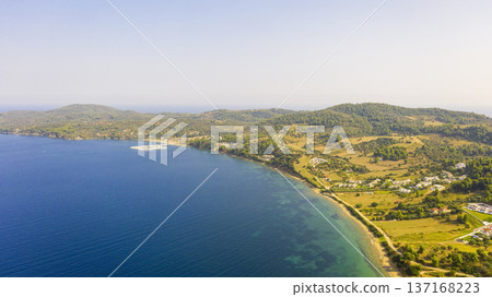 Aerial view at the beach. Aerial view at the beach. 137168223