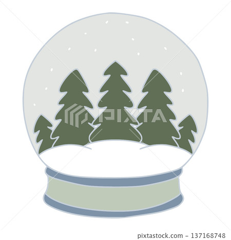 Christmas snow globe with falling snow and pine trees Christmas snow globe with falling snow and pine trees 137168748