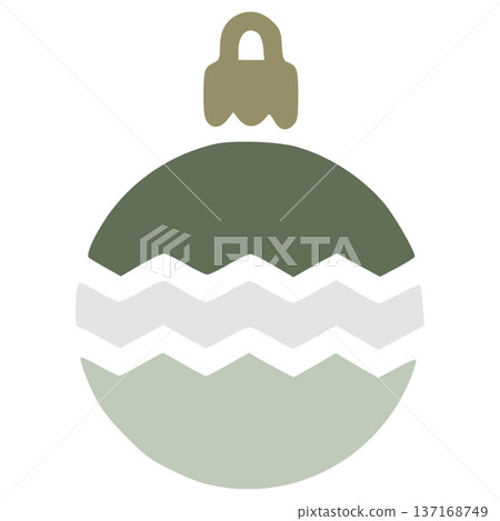 Green christmas ornament with wavy stripes celebrating winter holidays Green christmas ornament with wavy stripes celebrating winter holidays 137168749