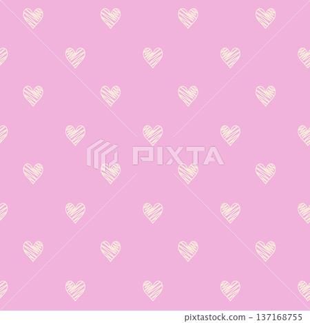 Pink background creating seamless hand drawn heart pattern 137168755