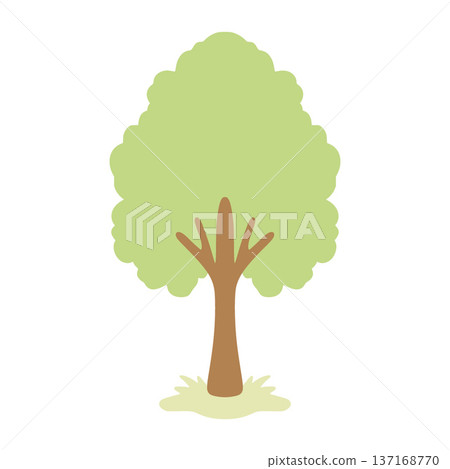 Green tree growing on grass in cartoon style 137168770
