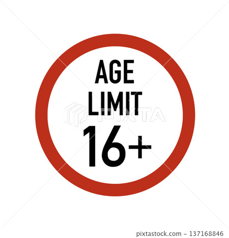Sixteen plus age limit sign representing restriction and parental control 137168846