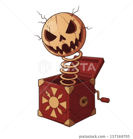 Spooky Jack-in-the-Box with Glowing Pumpkin Head 137169705