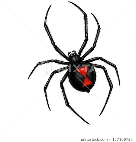 Black Widow Spider Illustration on White Background 137169723