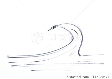 a sea wave drawn with a black marker a sea wave drawn with a black marker 137170577
