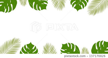 Tropical Green Leaves Background with Copy Space Natural Botanical Design 137170826
