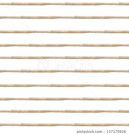 Seamless horizontal pattern with painted chicken coop roost or wooden fence. Watercolor illustration on an isolated background. A repeating background with a realistic thick tree branch for wallpaper 137170926