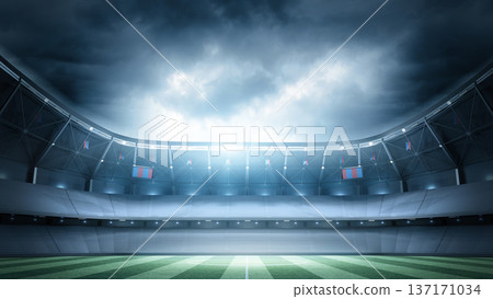 Football stadium at night.  137171034