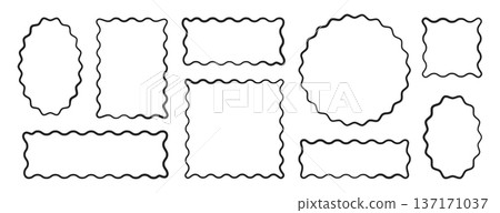 Black scallop wiggly edge frames, silhouette scalloped borders with wavy lace edges Black scallop wiggly edge frames, silhouette scalloped borders with wavy lace edges 137171037