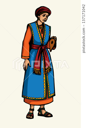 Vector drawing. Girl with a lamp Vector drawing. Girl with a lamp 137171042