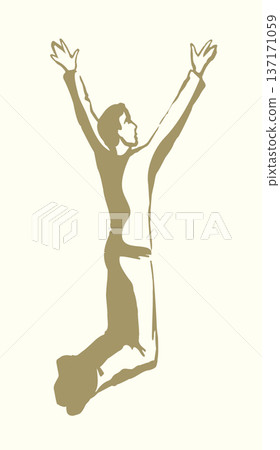 Vector drawing. Praying young man 137171059
