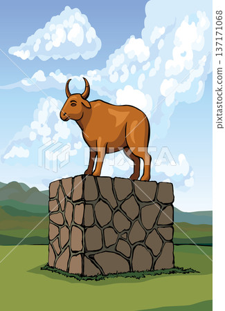 Vector drawing. Big golden idol 137171068