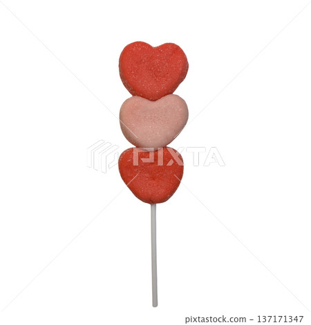 Marshmallow hearts candy on stick for valentine's day 137171347
