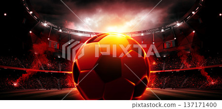 Soccer ball in the stadium. Soccer ball in the stadium. 137171400