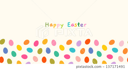 Cute Easter pastel colored vector background with colorful eggs, spring design for banners, flyers and invitations Cute Easter pastel colored vector background with colorful eggs, spring design for banners, flyers and invitations 137171491