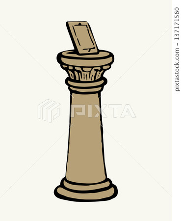 Vector drawing. Phone on the pillar Vector drawing. Phone on the pillar 137171560