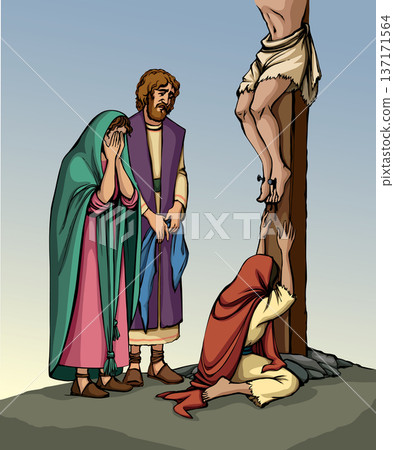 Vector drawing. Jesus on the cross 137171564