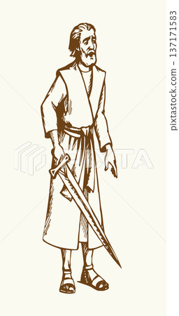 Vector drawing. Man with the sword Vector drawing. Man with the sword 137171583