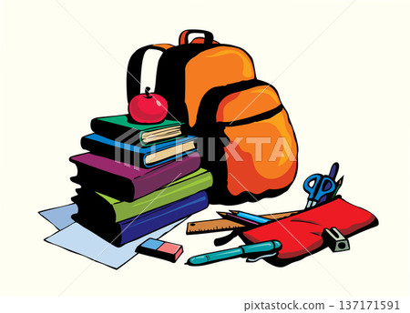 Vector school still life. A stack of books Vector school still life. A stack of books 137171591