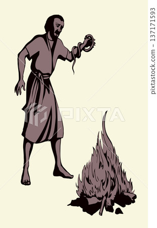 Vector drawing. A snake bit a man's hand Vector drawing. A snake bit a man's hand 137171593