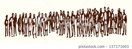 Vector drawing. Big people crowd Vector drawing. Big people crowd 137171603