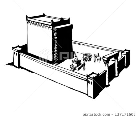Vector drawing. Old Jewish Temple Vector drawing. Old Jewish Temple 137171605